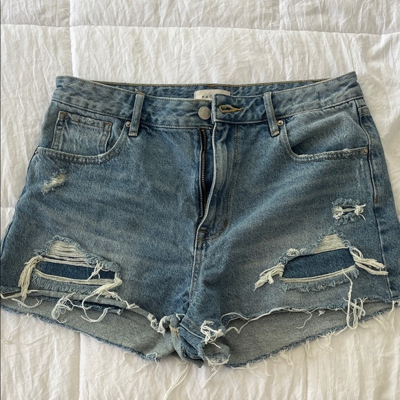 PacSun Blue Distressed Jean Shorts - Picture 1 of 5